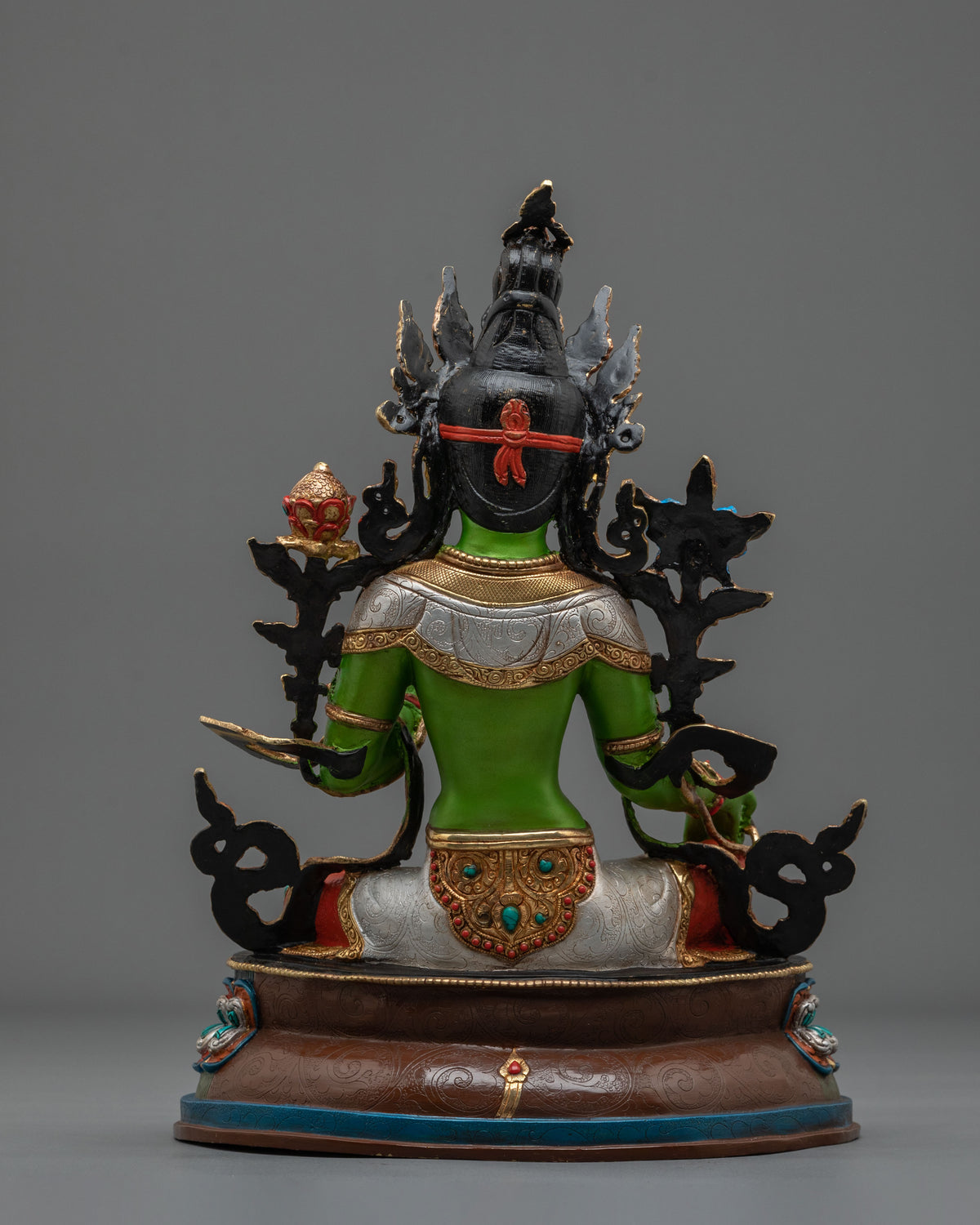 Green Tara Lotus of Liberation Statue | Gold Painted Buddhist Sculpture