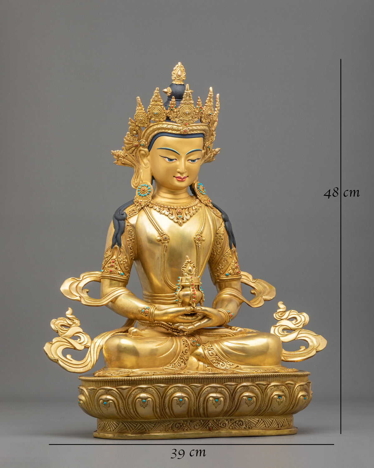 Amitayus Sculpture | 24k Gold Gilded Tibetan Sculpture
