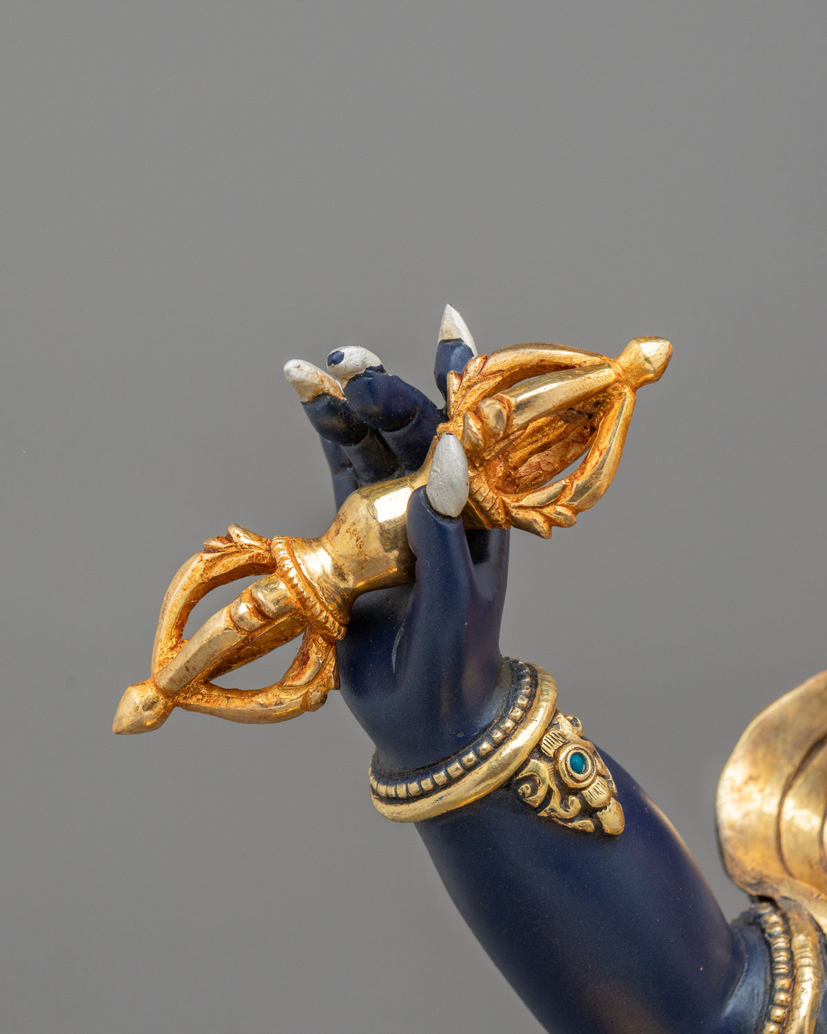 Vajrapani Wrathful Bodhisattva Sculpture | 24K Gold Gilded Buddhist Protector Statue