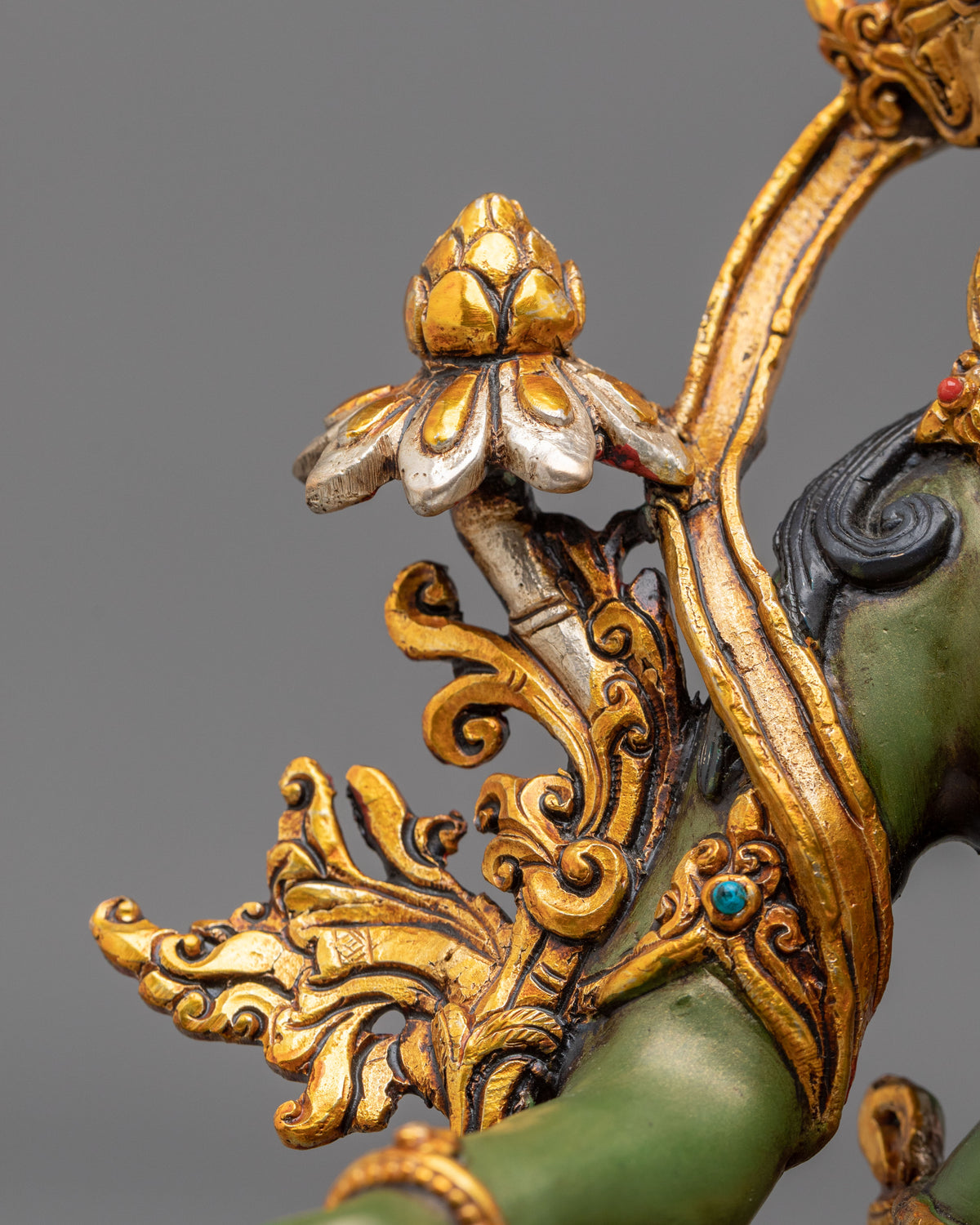 Green Tara Vajrayana Liberation Sculpture | Himalayan Buddhist Shrine Art