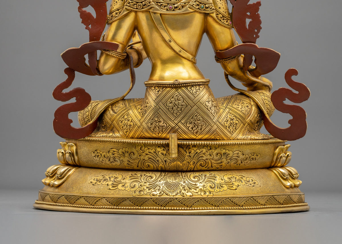 Gemstones Adorned Green Tara Sculpture | Home Decor