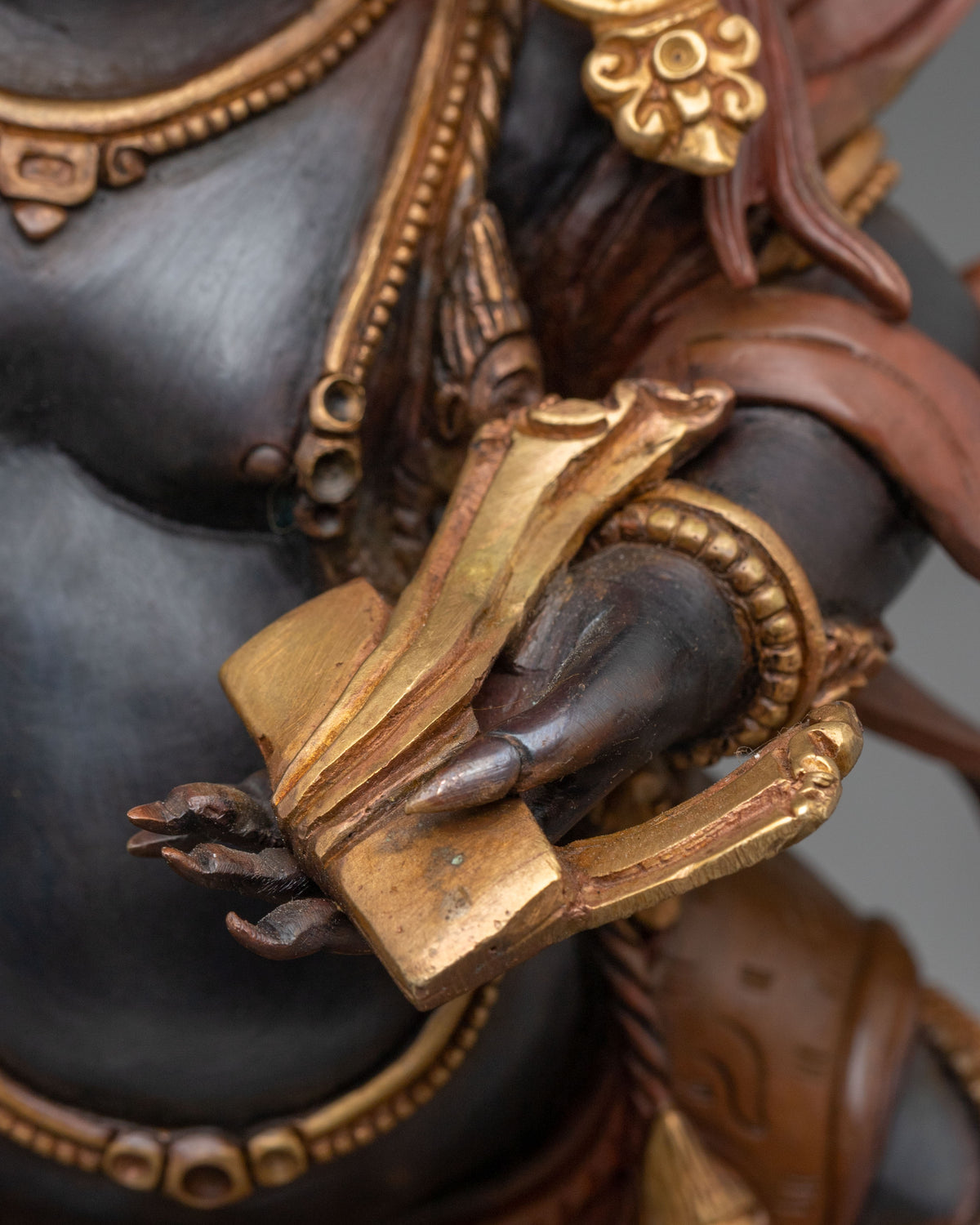 Black Manjushri Wisdom Deity Statue in Oxidized Copper Body