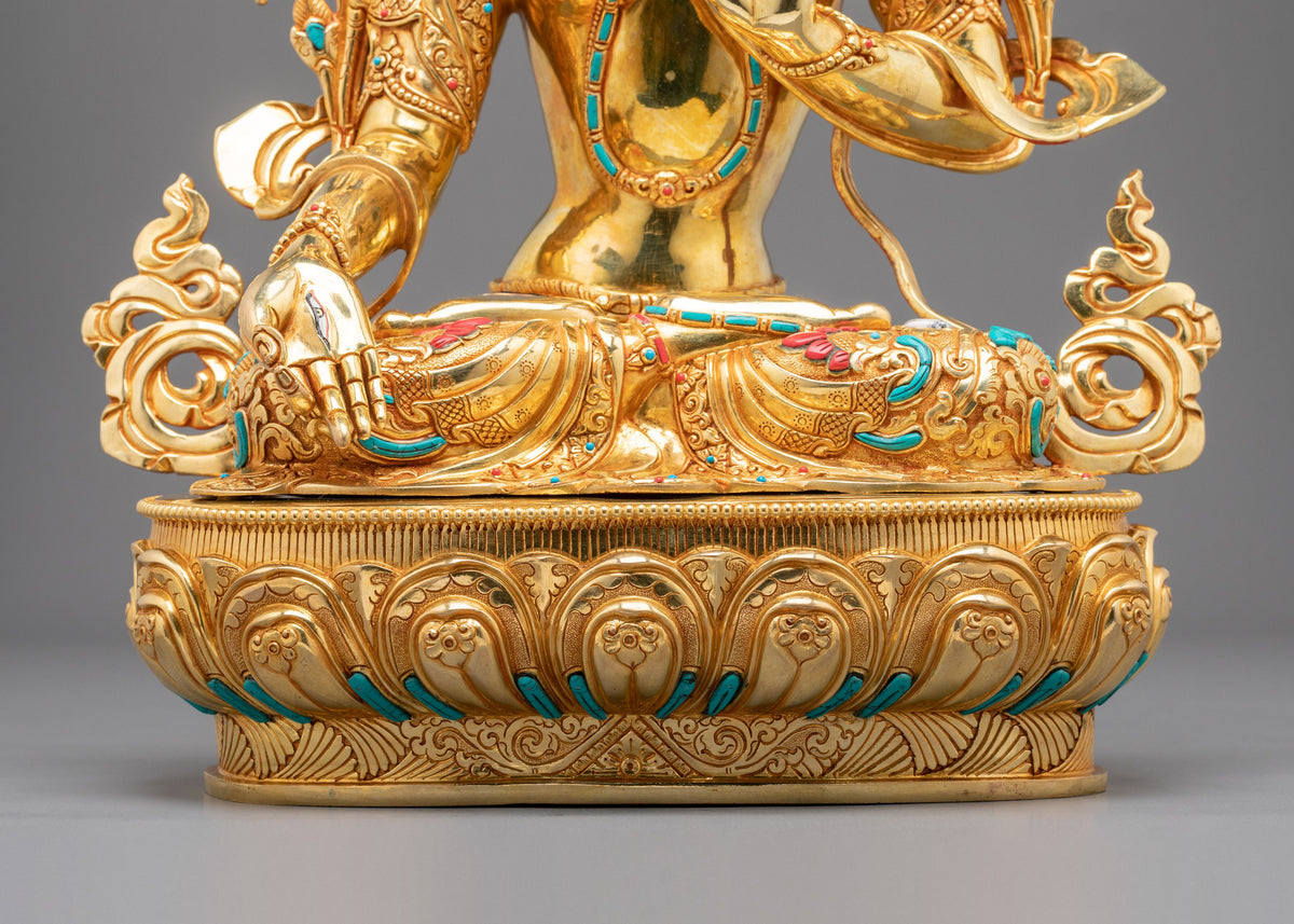 White Tara Fire Gold Coated Statue | Buddhist Shrine