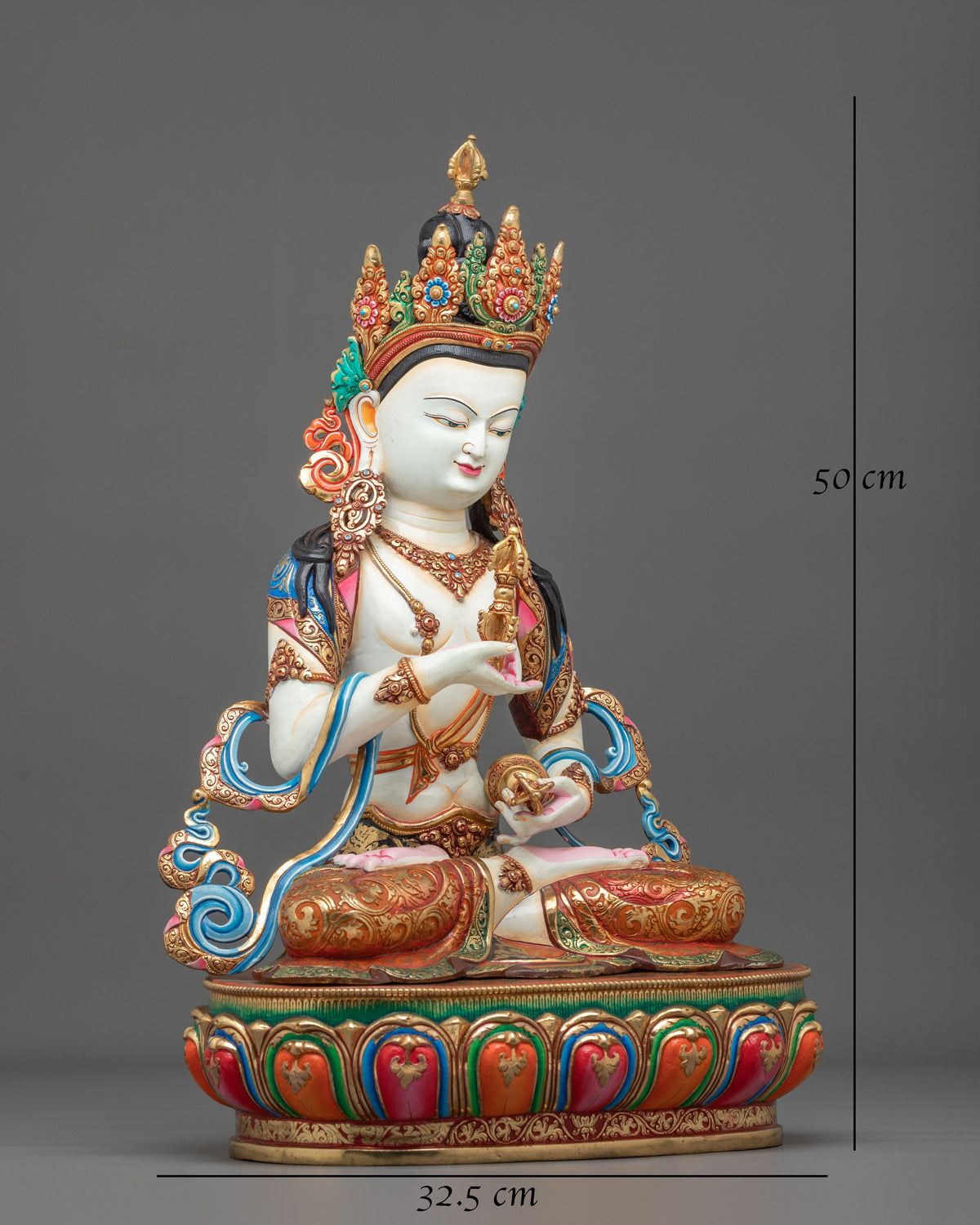 Vajrasattva Vajrayana Altar Statue with Gemstone Adornments