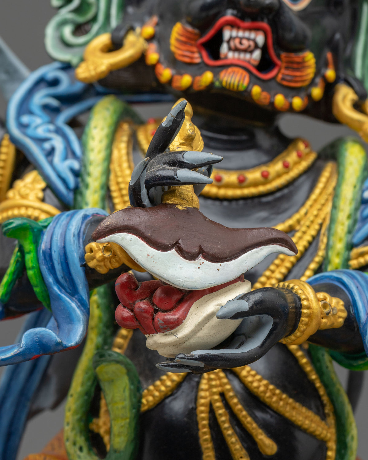 Six Armed Mahakala Himalayan Sculpture | Wrathful Protector of Dharma