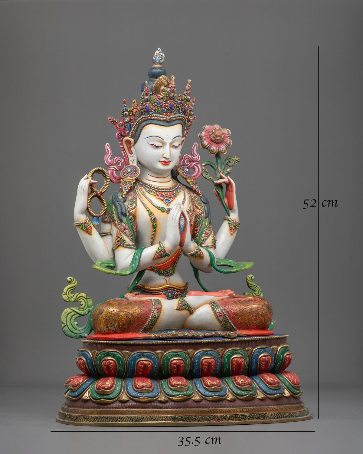 Chenrezig 24K Gold Coated Copper Figurine | Buddhist Shrine