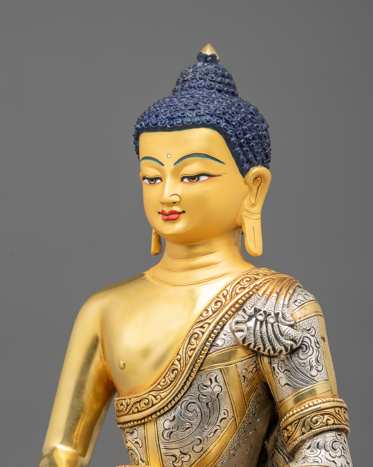 Amitabha Buddha: 24K Gold Gilded Copper Sculpture