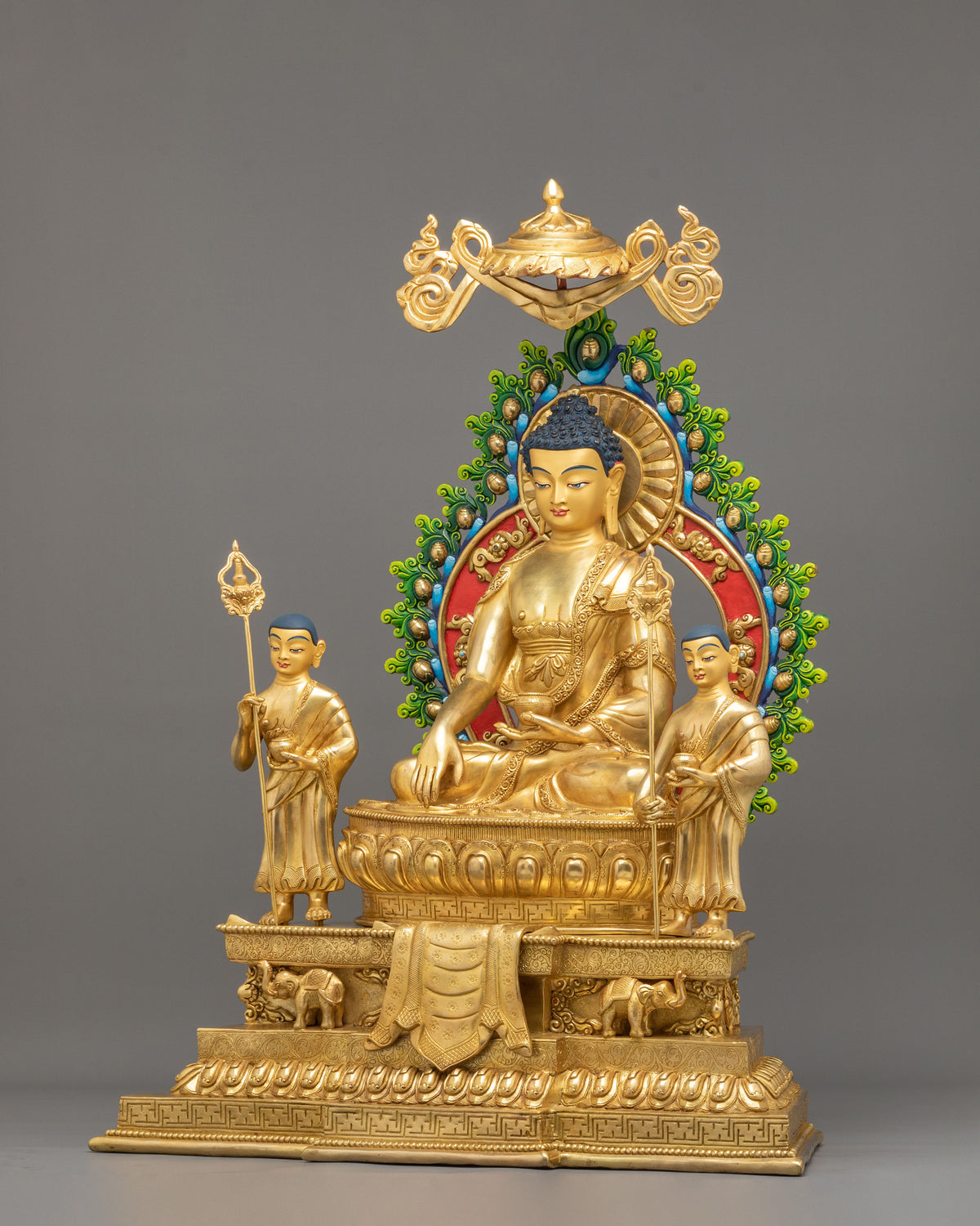 Majestic Shakyamuni Buddha with Disciples Altar Statue