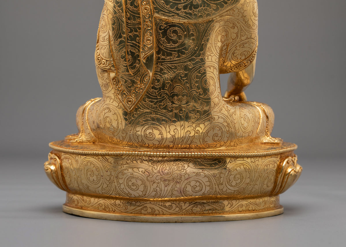 Traditional Copper Statue of Shakyamuni Buddha | 24K Gold Gilded Sculpture