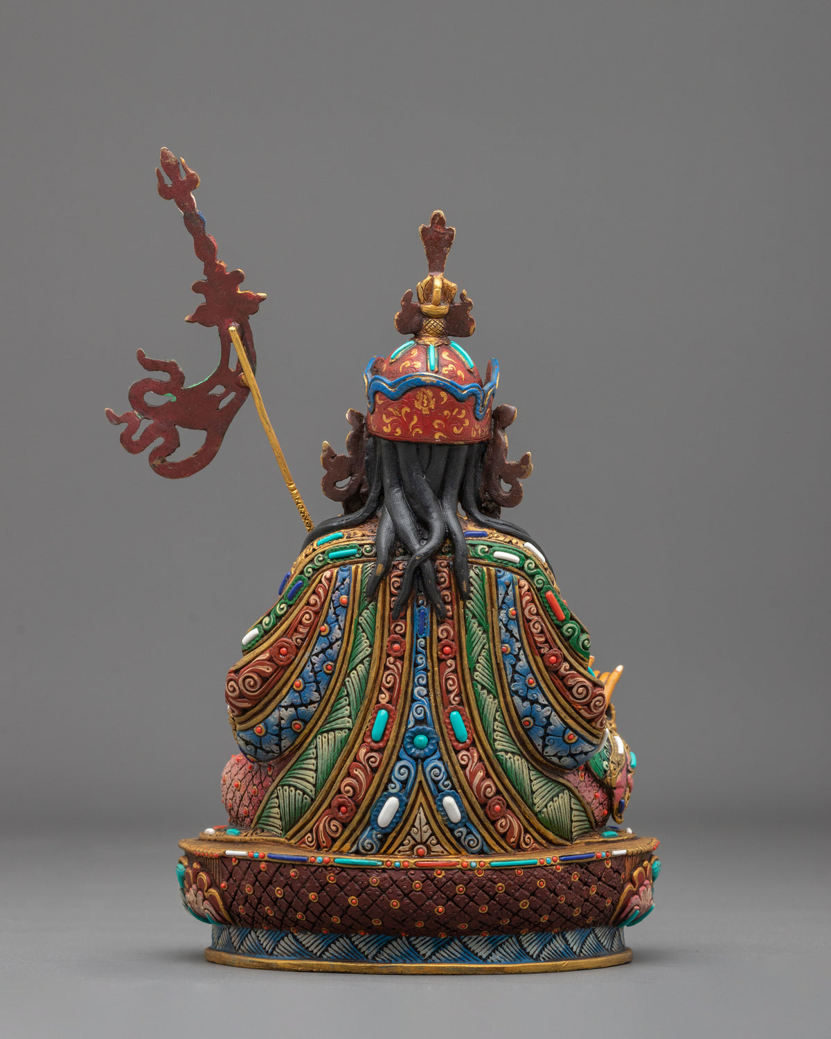 Handmade Tibetan Statue of Guru Rinpoche Sculpture: 24K Gold Gilded
