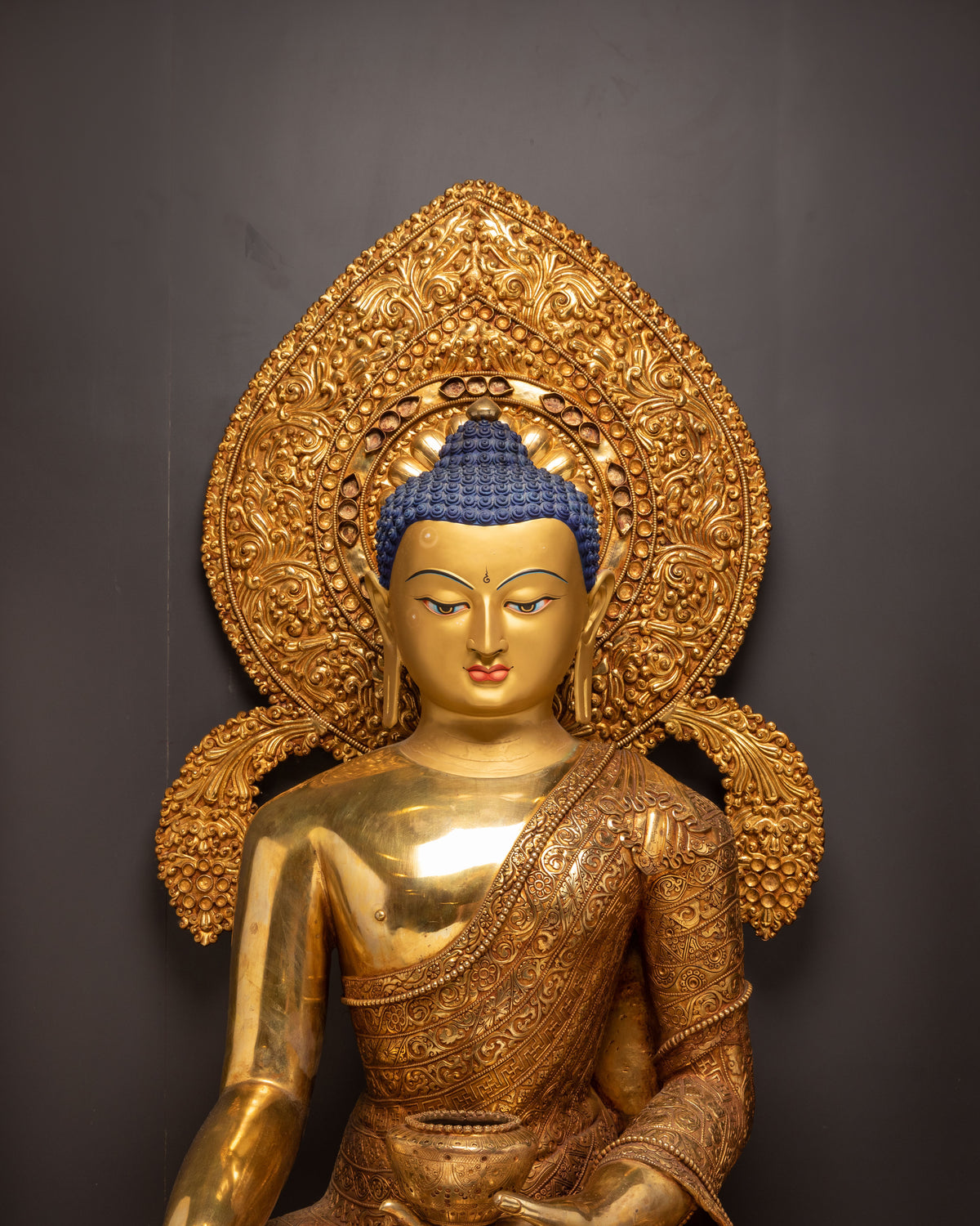 Shakyamuni Buddha Copper Sculpture | Exquisite 24K Gilded Art