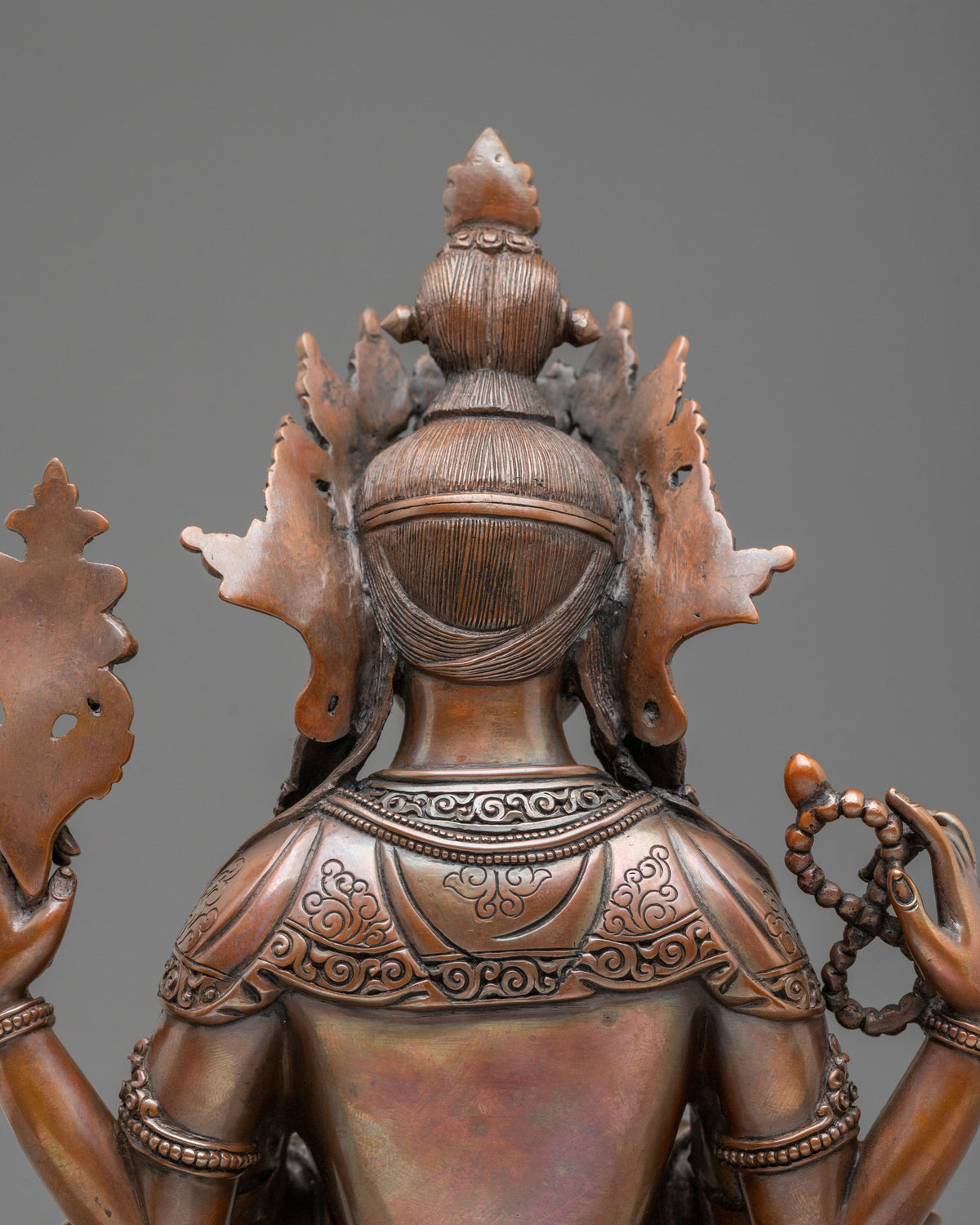 Chenrezig Handcrafted Statue in Oxidized Copper