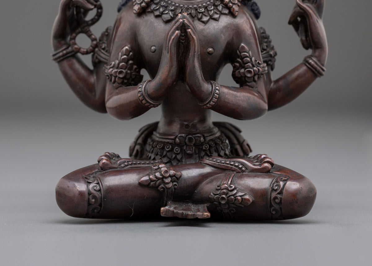 Chenrezig Oxidized Copper Handcrafted Statue