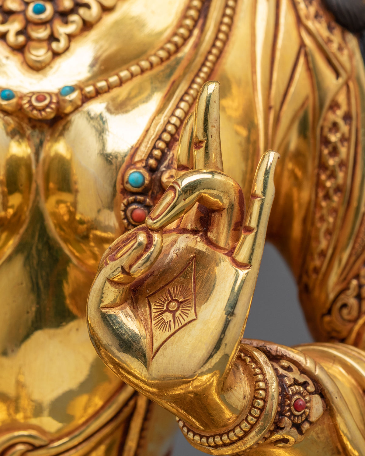 Green Tara Protection from Fears Statue: 24K Gold Gilded