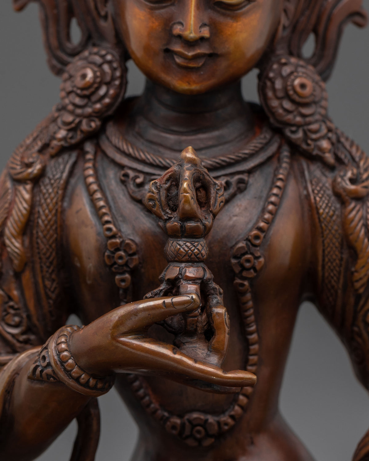 Vajrasattva Sacred Statue | Oxidized Copper Figurine for Altar