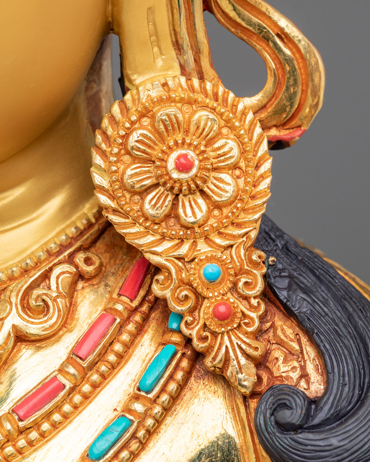 White Tara Fire Gold Coated Statue | Buddhist Shrine