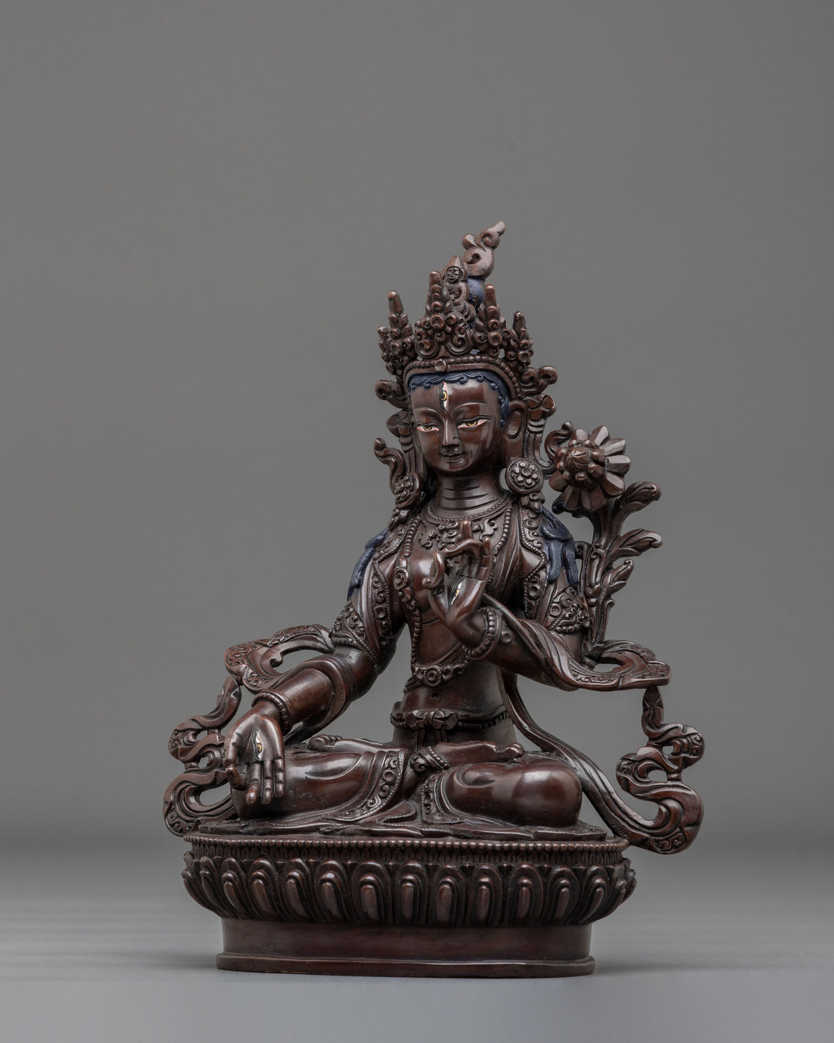 Symbol of Longevity White Tara Statue | Handcrafted Oxidized Sculpture