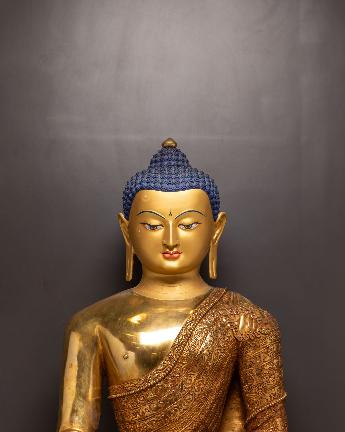 Shakyamuni Buddha Copper Sculpture | Exquisite 24K Gilded Art