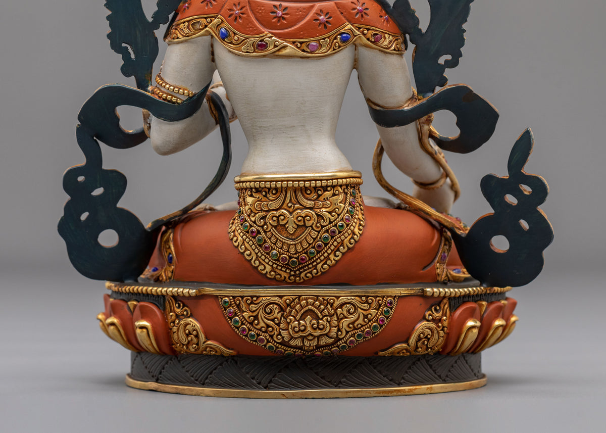 White Tara Copper Figurine: Deity of long life & Healing