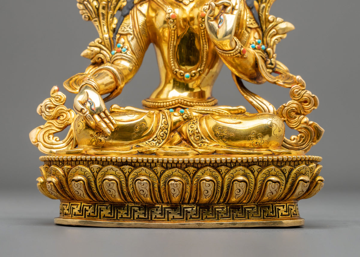 White Tara Goddess of Healing Statue | 24K Gold Gilded Buddhist Sculpture