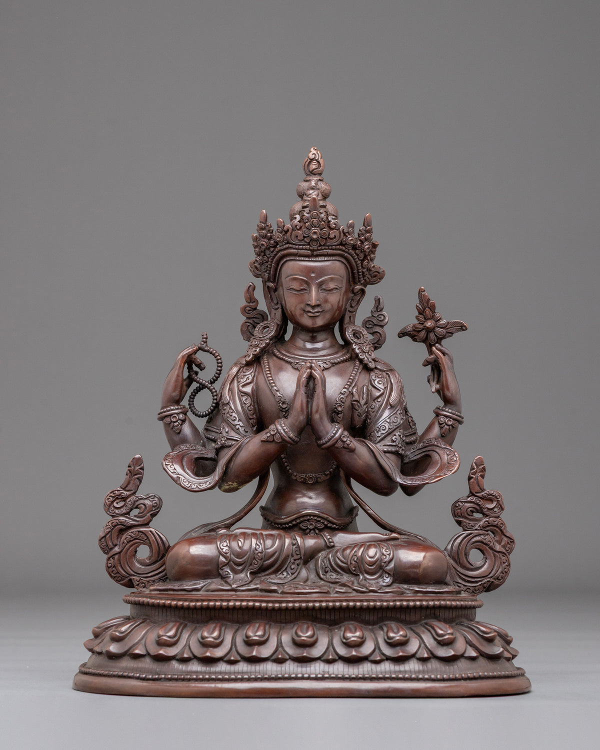 Chenrezig Oxidized Figurine for Altar | Bodhisattva of Boundless Compassion