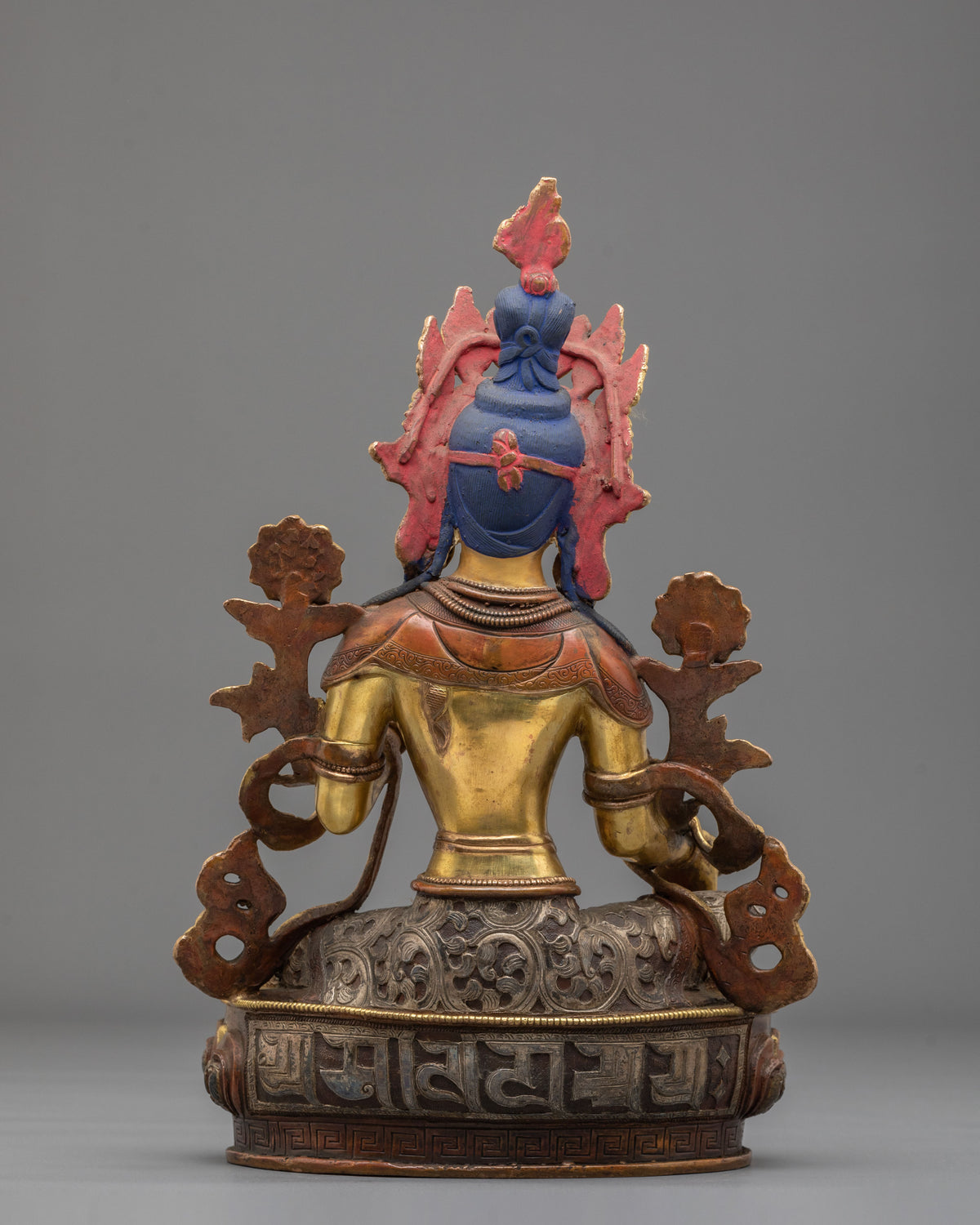 Tibetan Figurine of Goddess Green Tara | 24K Gold Gilded Buddhist Statue