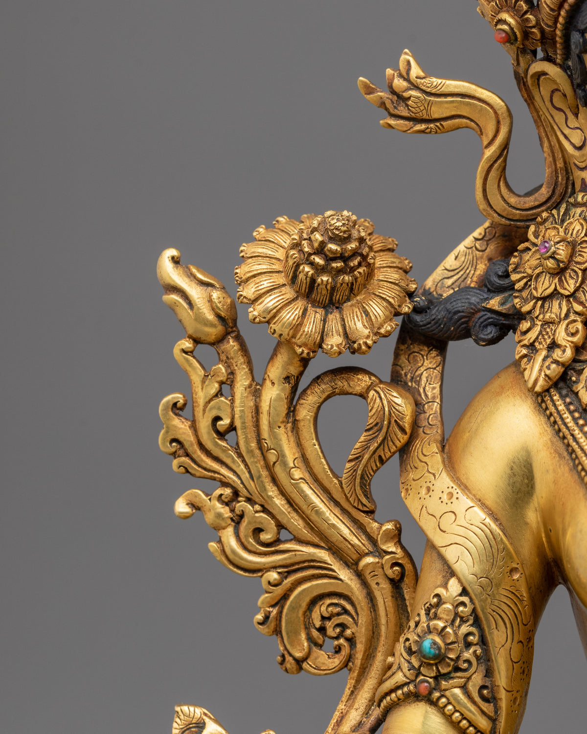 24k Gold Coated Green Tara Sculpture | Tibetan Guardian