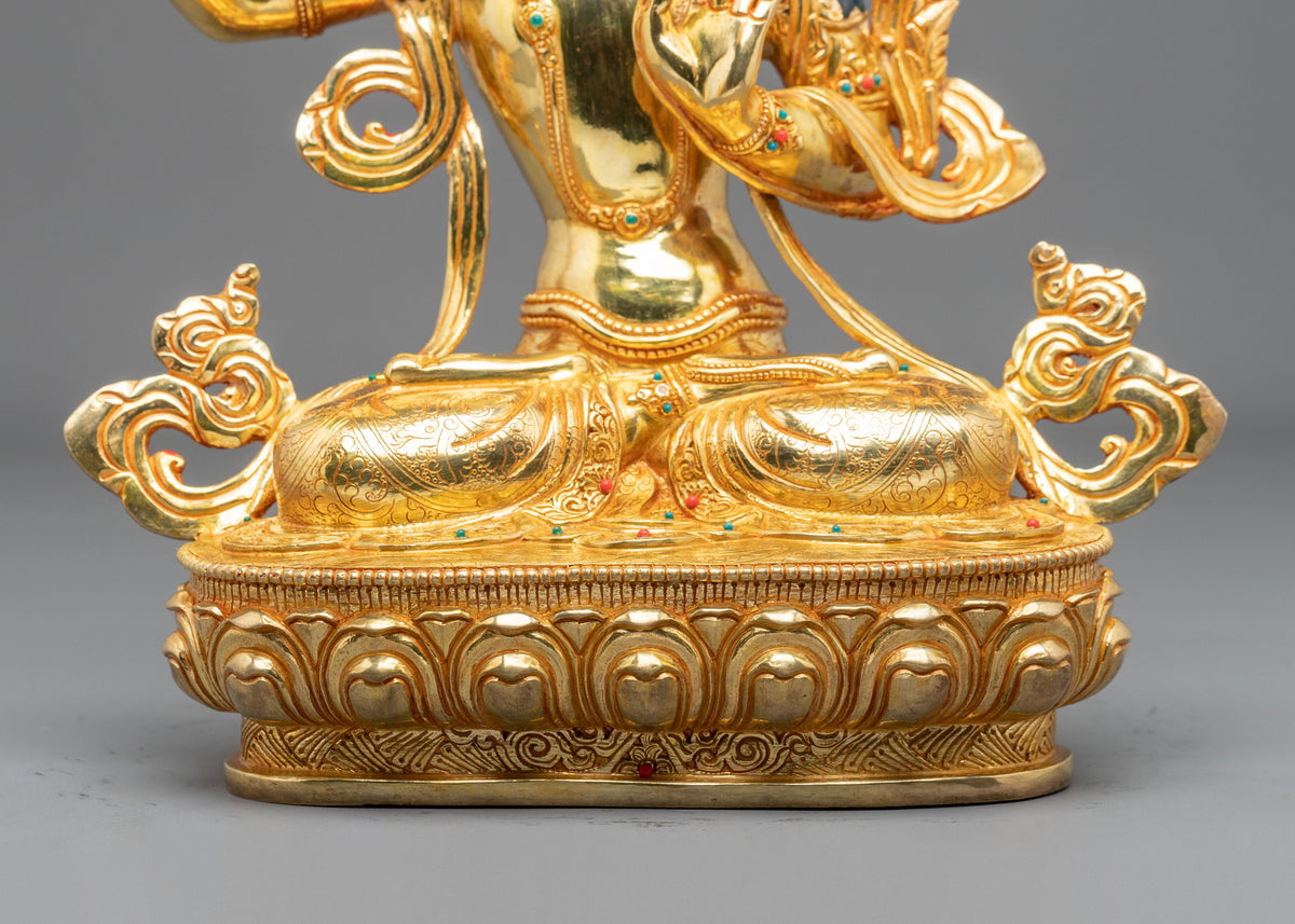 Manjushri 24K Gold Coated Sculpture | Altar Decor