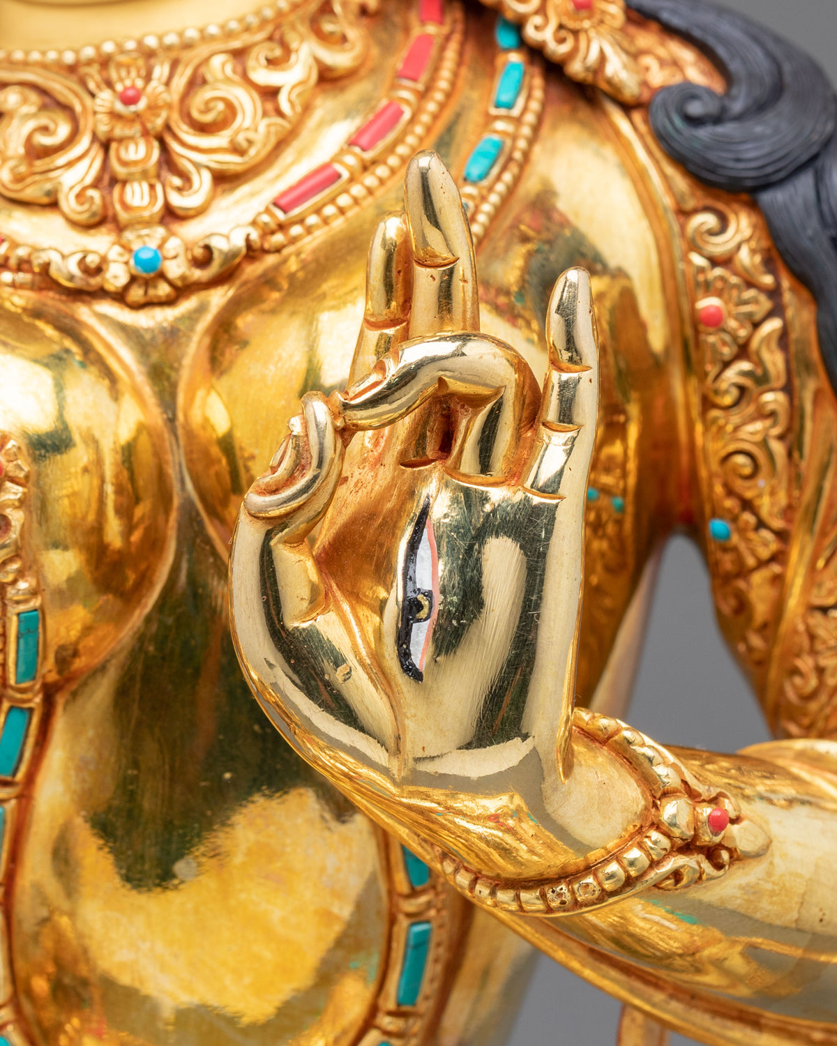 White Tara Fire Gold Coated Statue | Buddhist Shrine