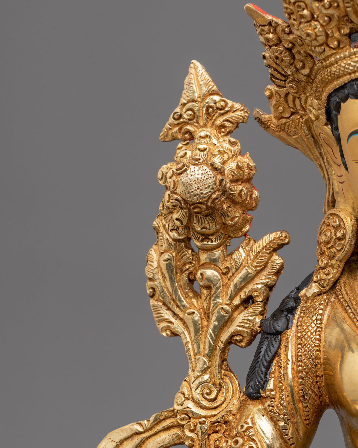Goddess Green Tara Copper Sculpture | 24K Gold Gilded Buddhist Statue