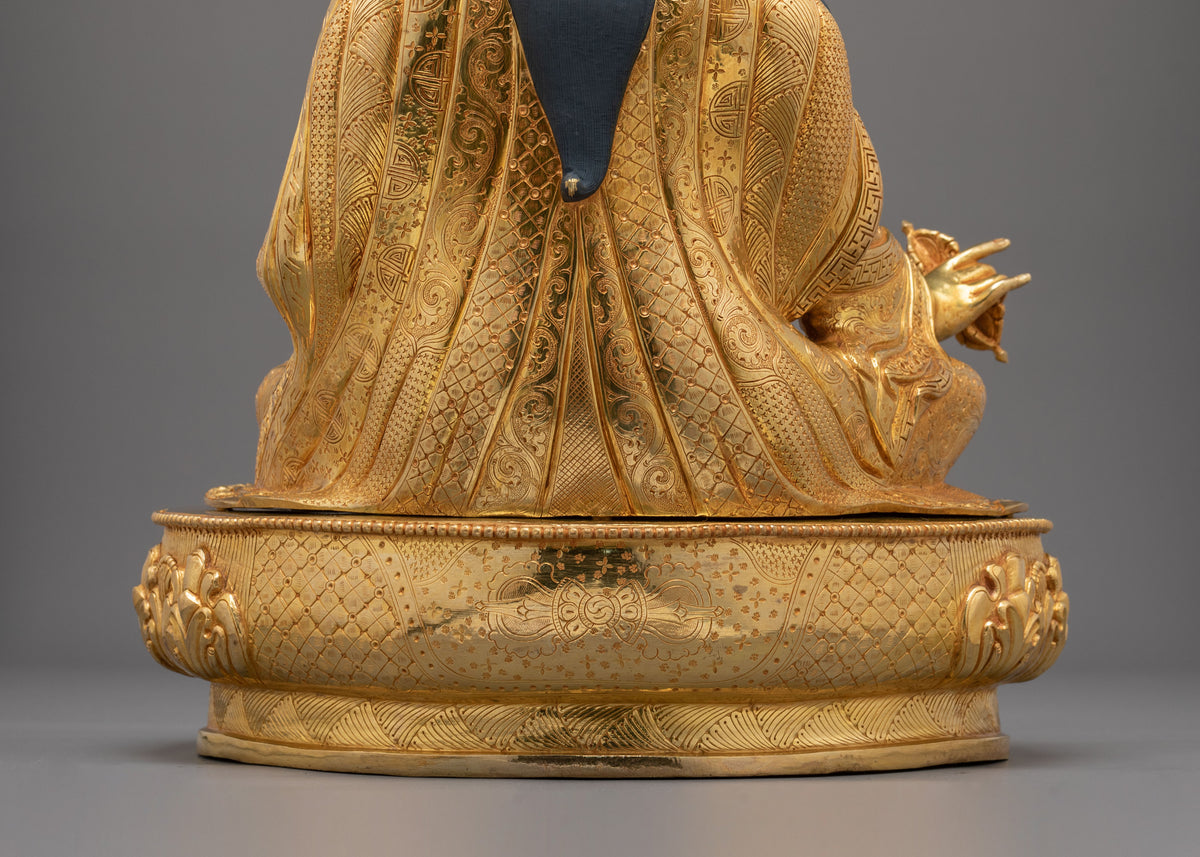 24K Gold Gilded Sacred Sculpture of Guru Rinpoche