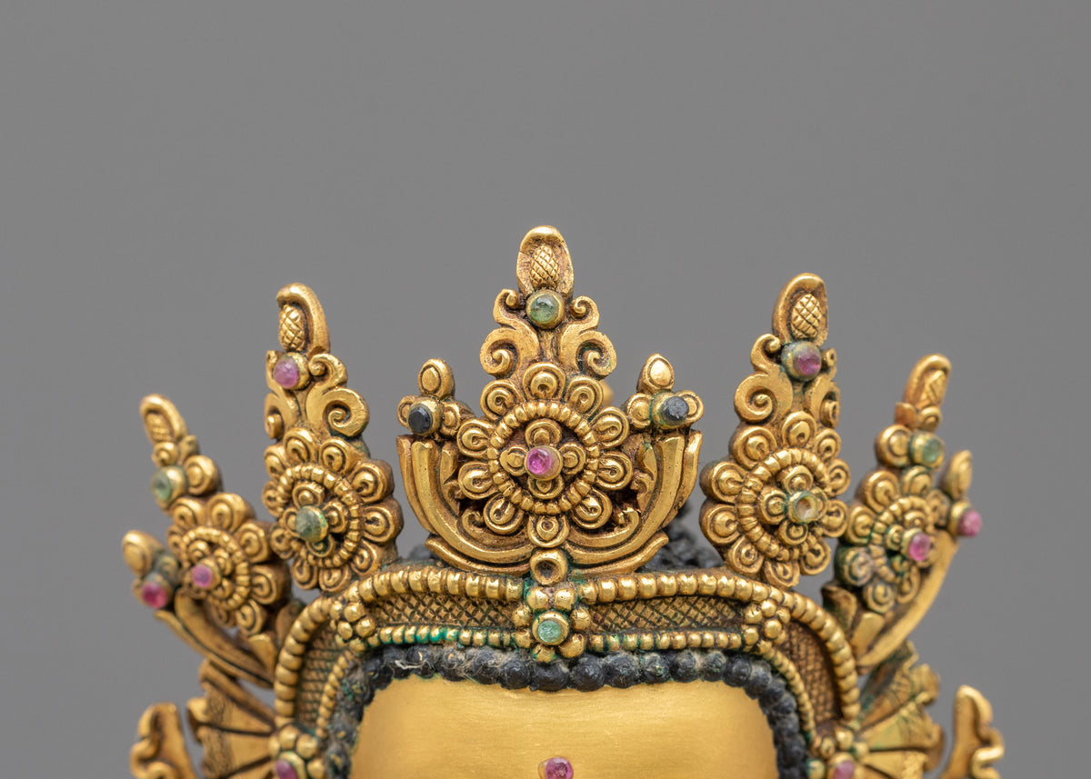 Medicine Buddha Healing Nectar Sculpture | 24K Gold Gilded Buddhist Artwork