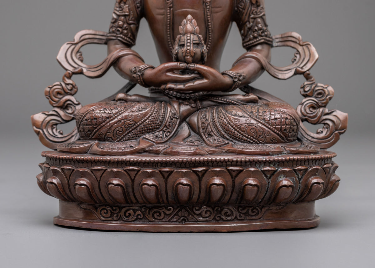Amitayus Oxidized Copper Statue | Symbol of Longevity