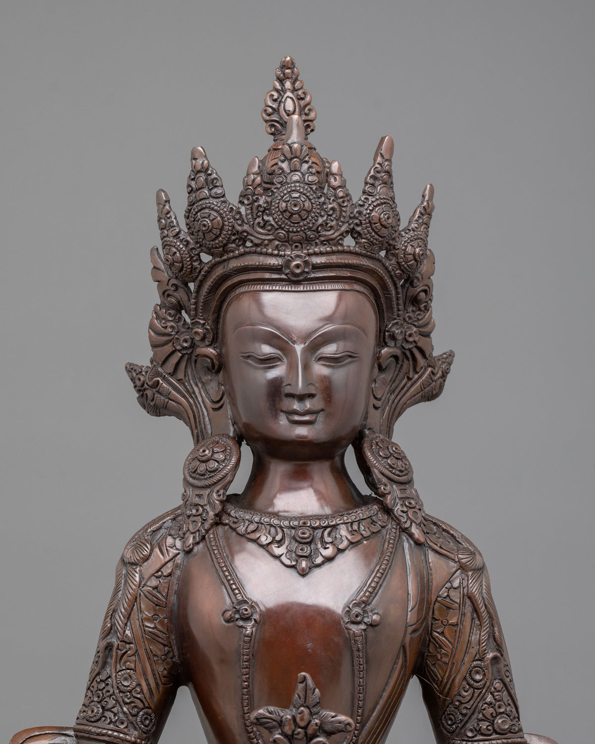 Amitayus Oxidized Copper Statue: Symbol of Longevity and Merit
