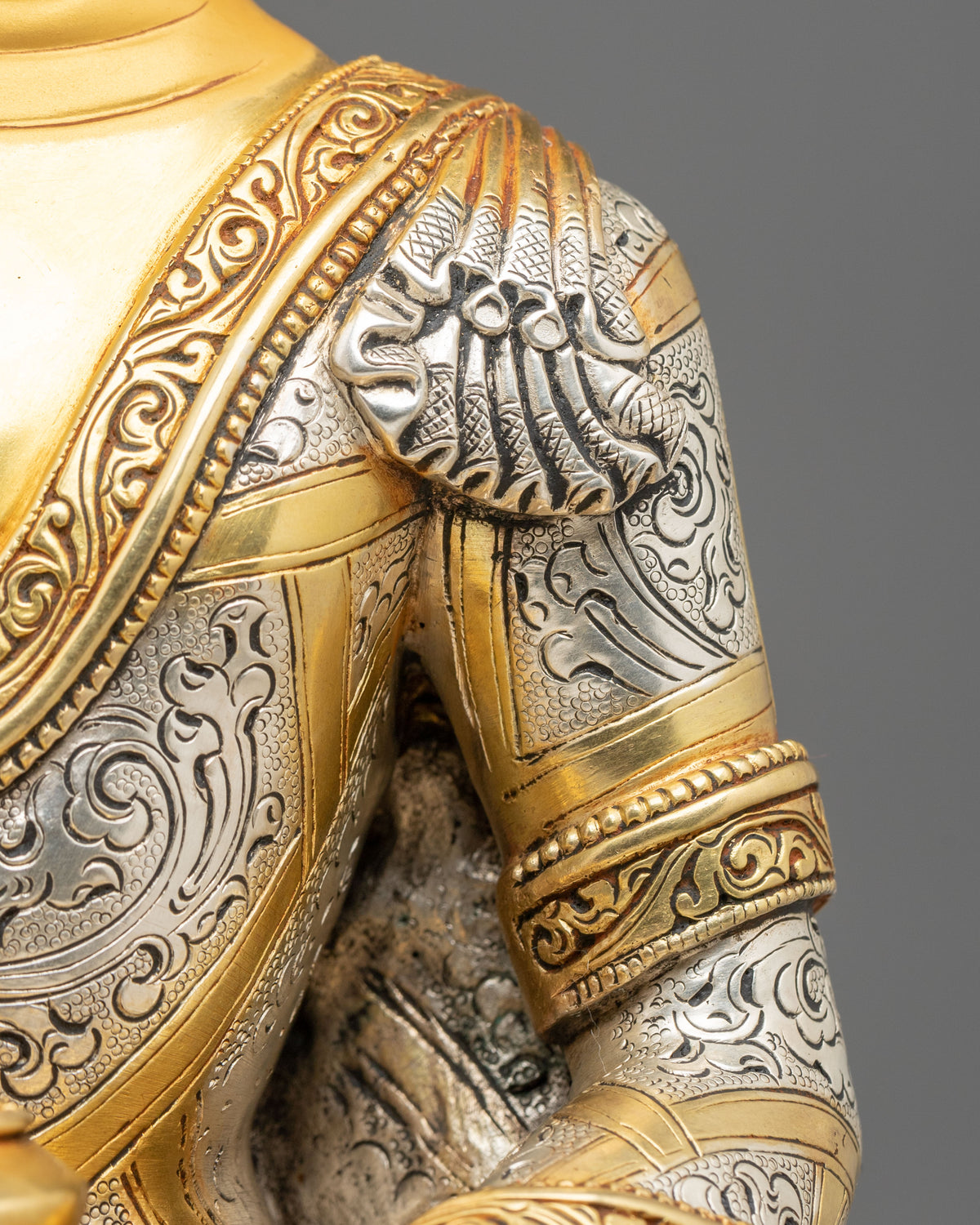 Amitabha Buddha: 24K Gold Gilded Copper Sculpture