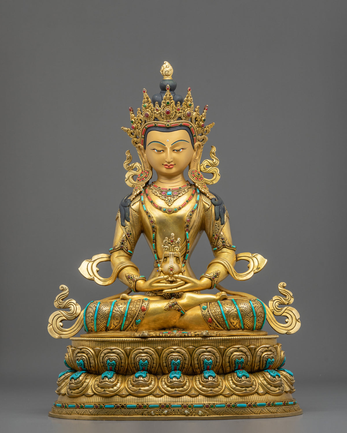 Buddhist Deity Amitayus Copper Figurine | 51cm Handcrafted Statue