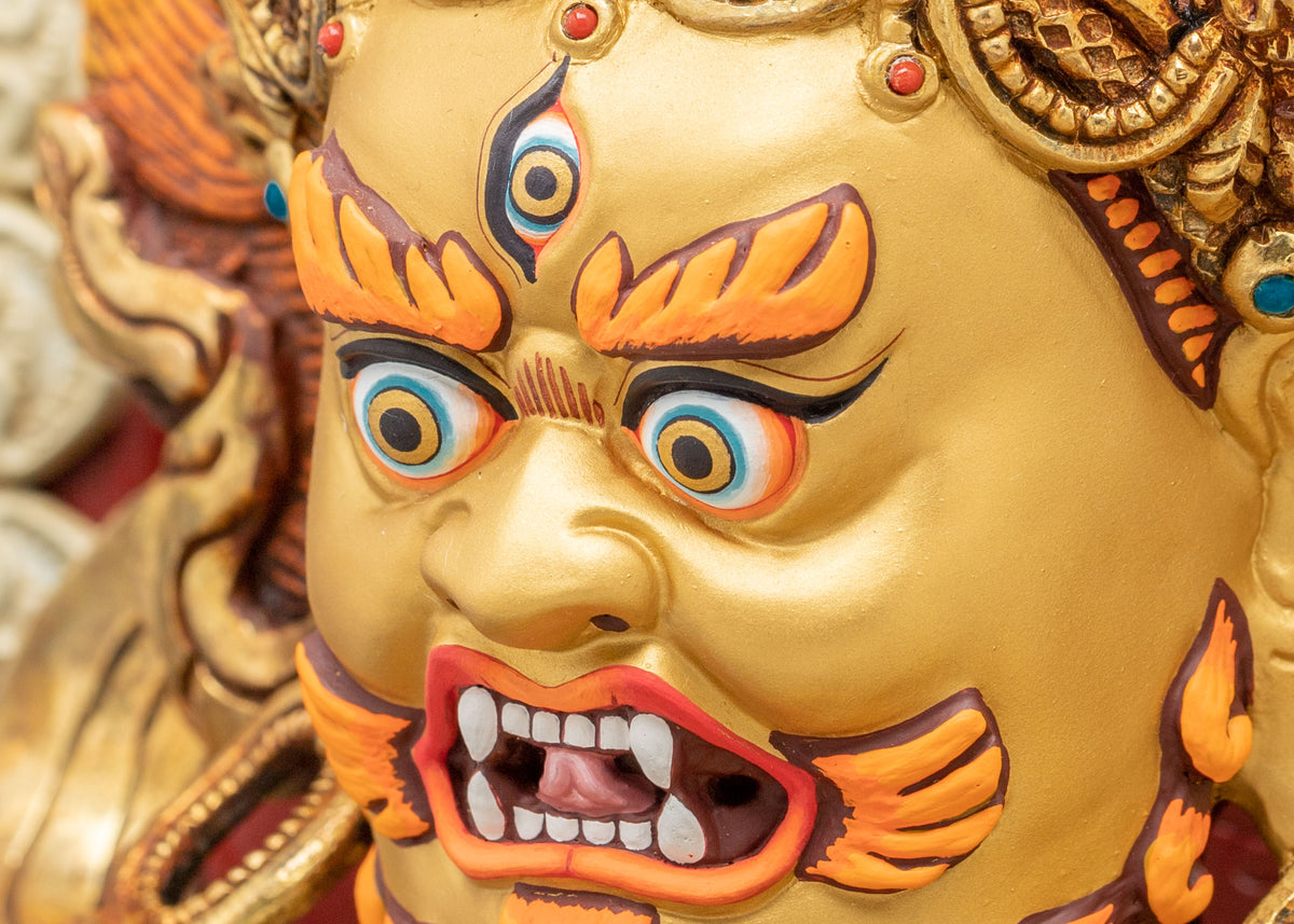 Vajrapani Wrathful Bodhisattva Sculpture | 24K Gold Gilded Buddhist Protector Statue