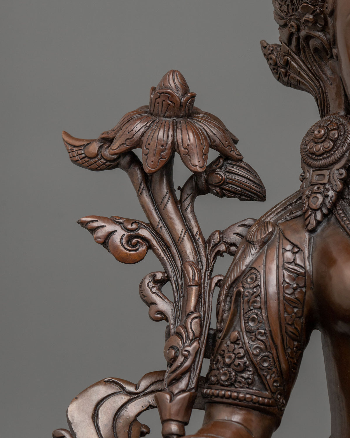 White Tara Oxidized Copper Sculpture for Altar Decor