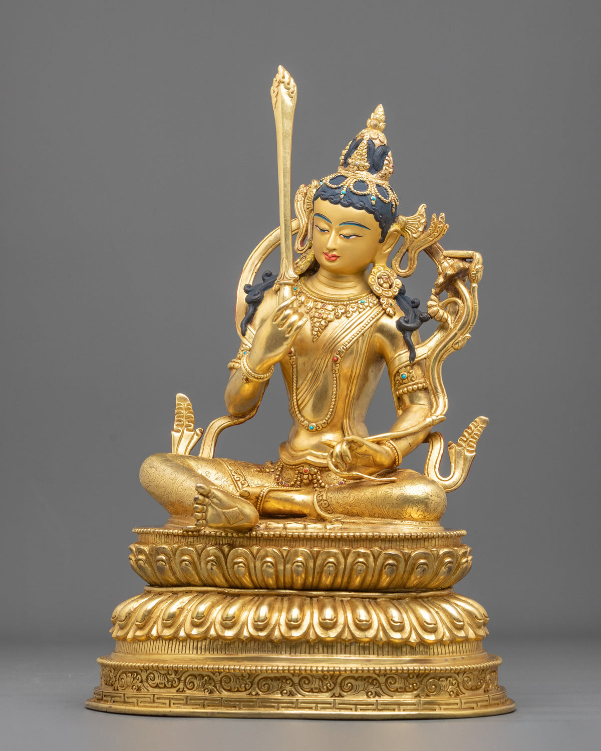 Manjushri Copper Figurine | Tibetan Wisdom Bodhisattva