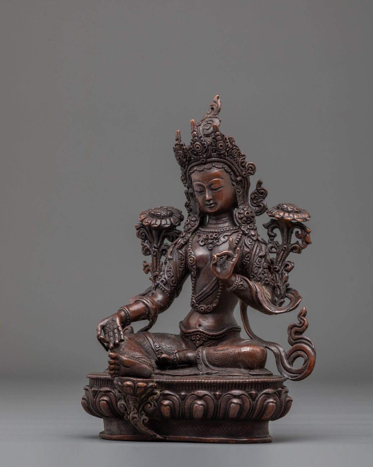 Green Tara Handmade Copper Statue for Meditation