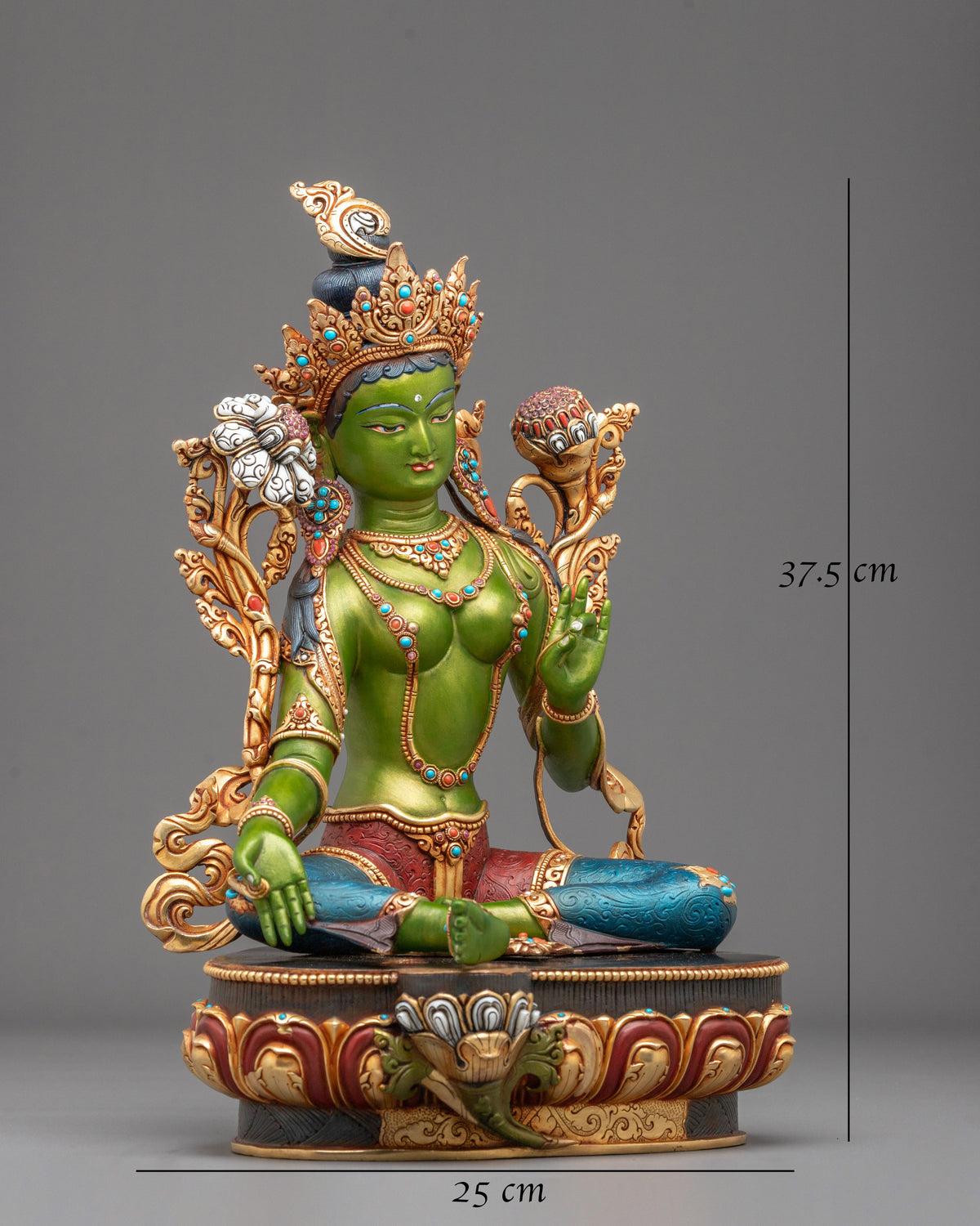 Green Tara Tibetan Buddhist Sculpture | Sacred Meditation Altar Sculpture