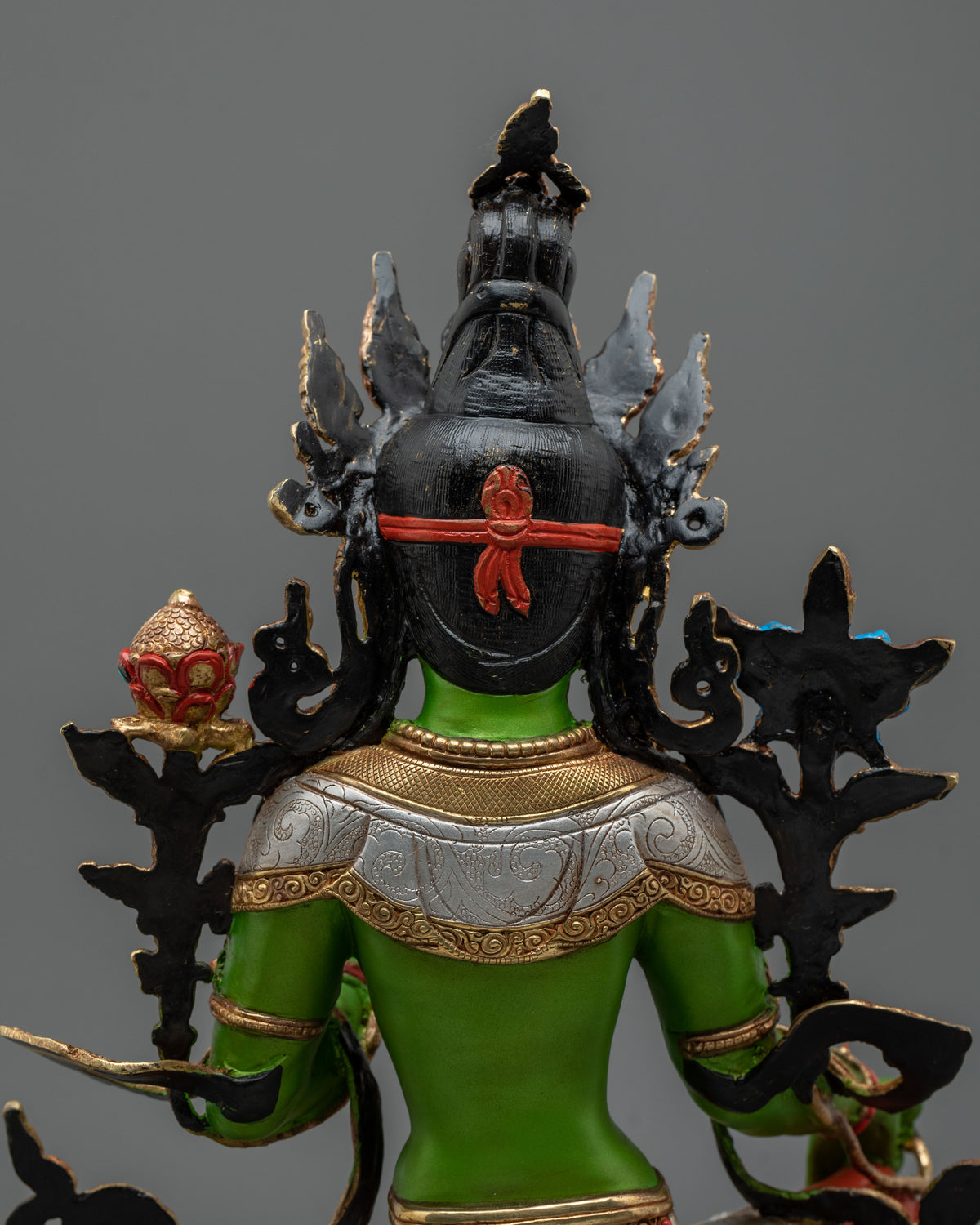 Green Tara Lotus of Liberation Statue | Gold Painted Buddhist Sculpture