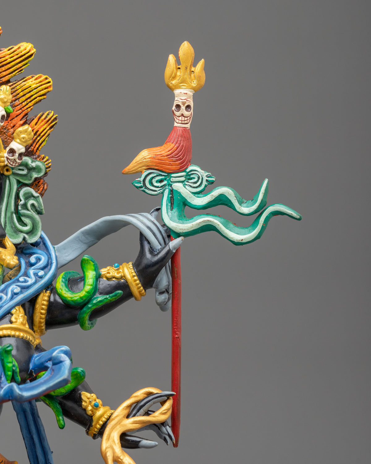 Six Armed Mahakala Himalayan Sculpture | Wrathful Protector of Dharma