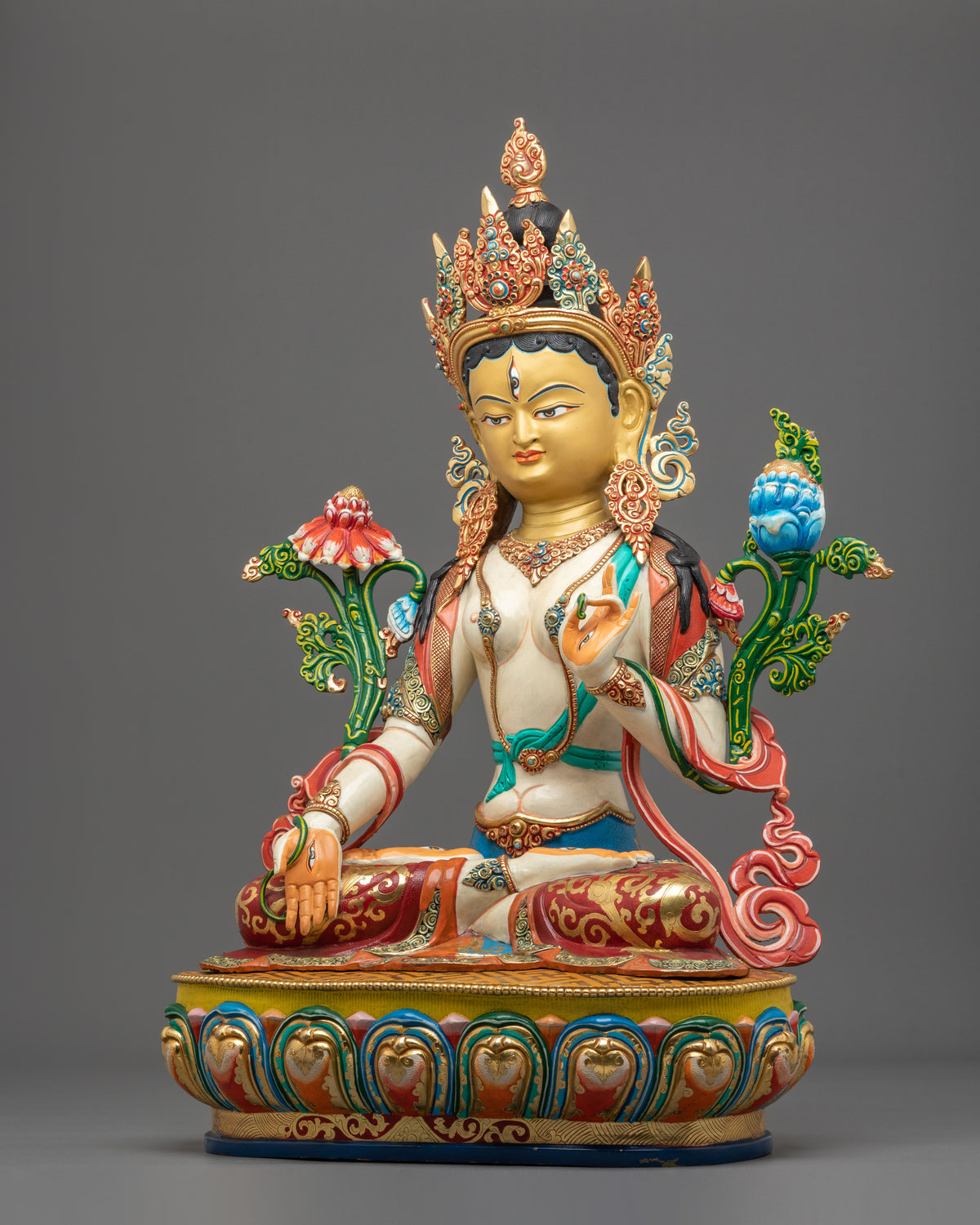 White Tara Handcrafted Buddhist Statue | 24K Gold Gilded