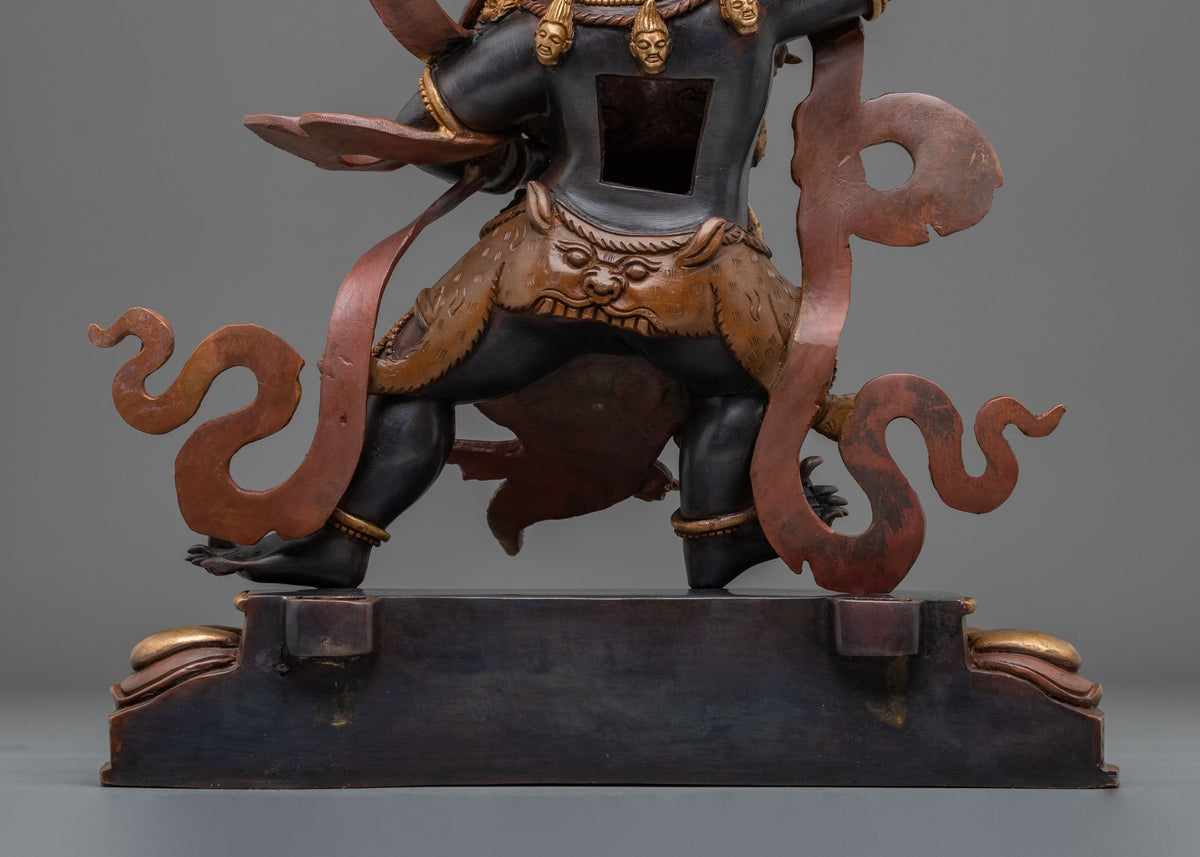 Black Manjushri Wisdom Deity Statue in Oxidized Copper Body
