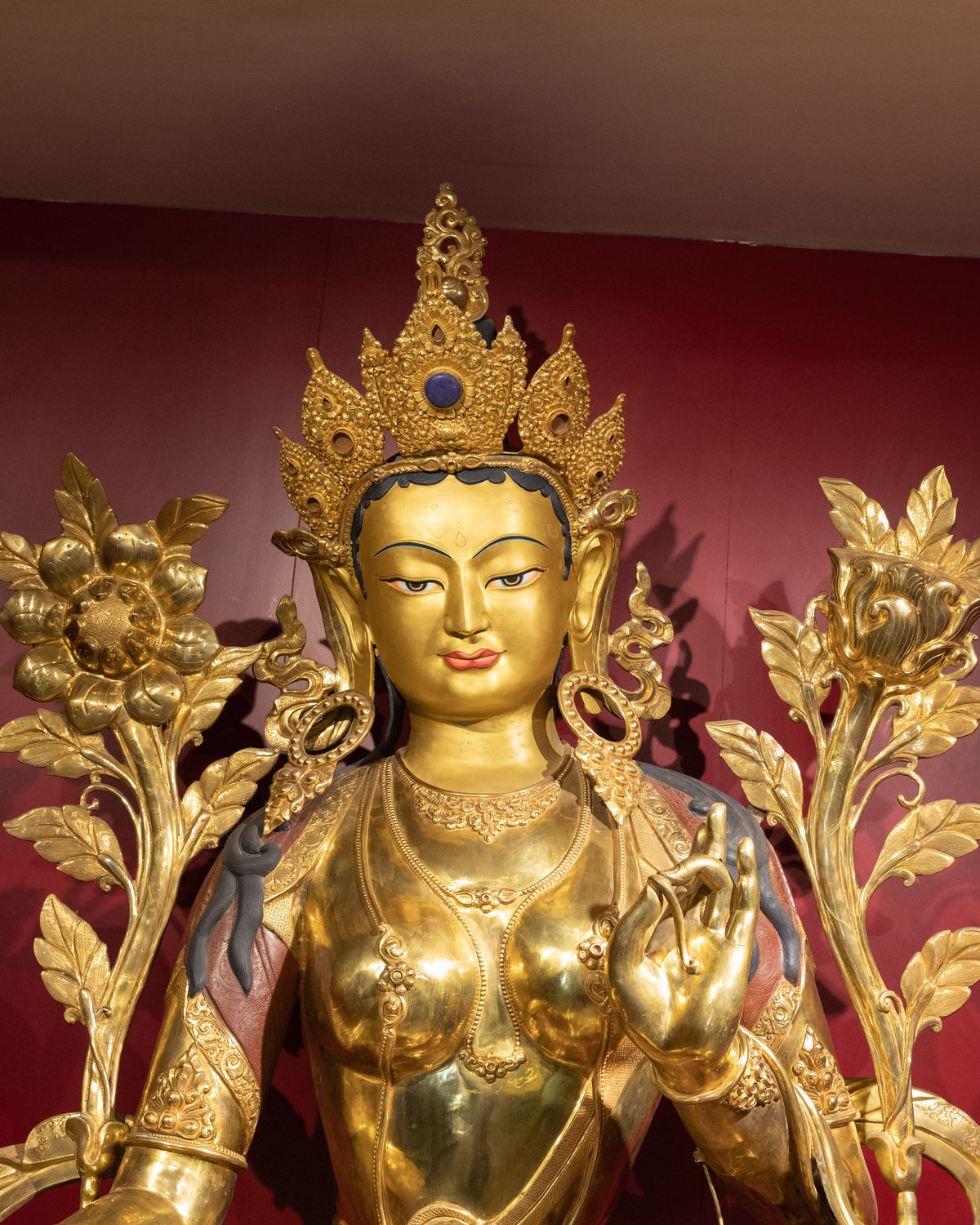 Majestic Copper Sculpture of Green Tara | Goddess of Compassion
