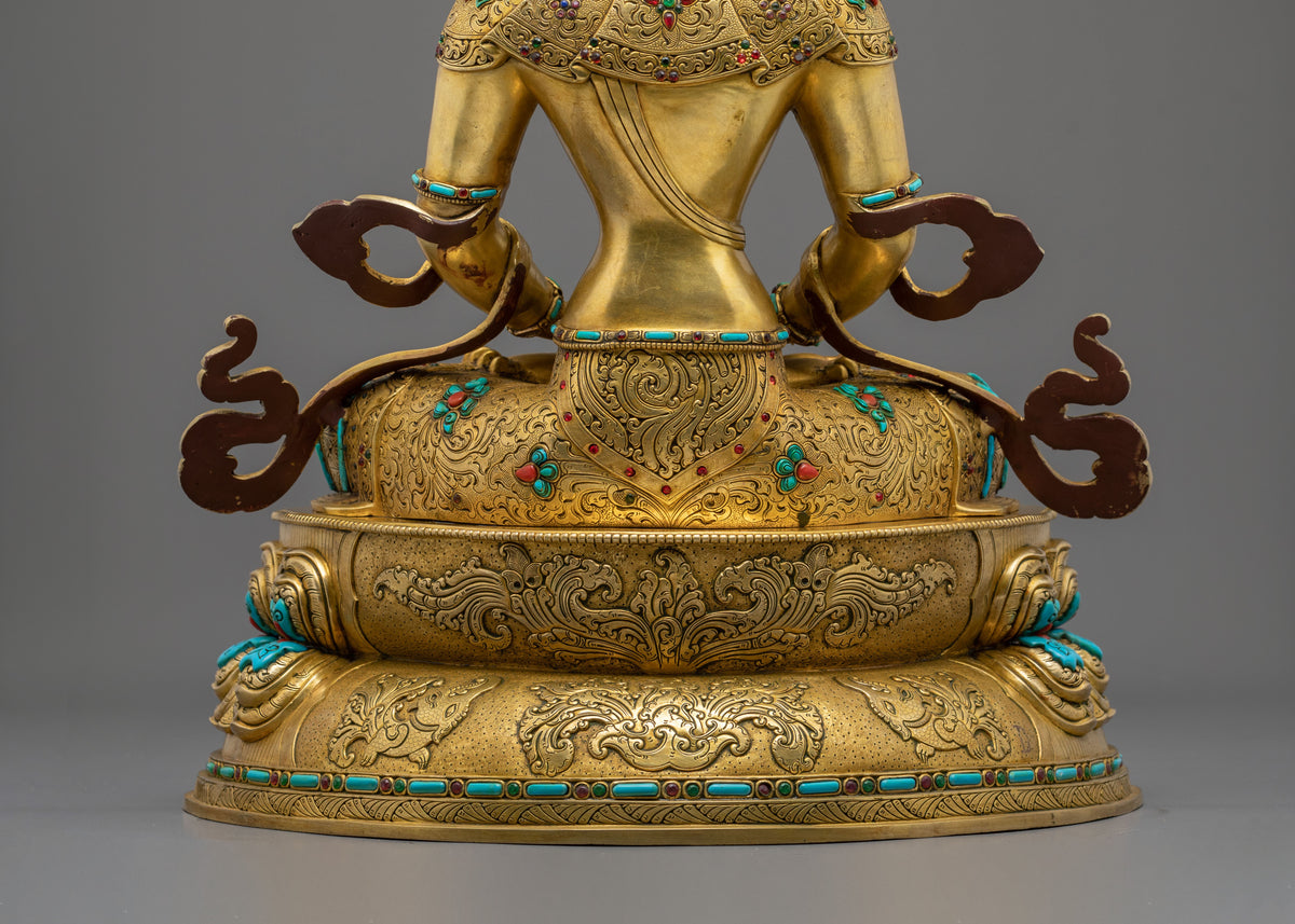 Buddhist Deity Amitayus Copper Figurine | 51cm Handcrafted Statue