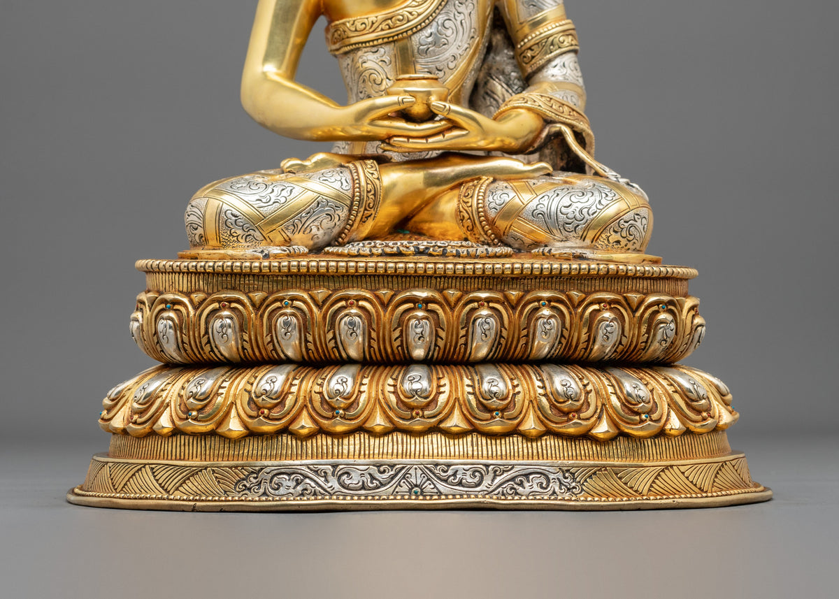 Amitabha Buddha: 24K Gold Gilded Copper Sculpture