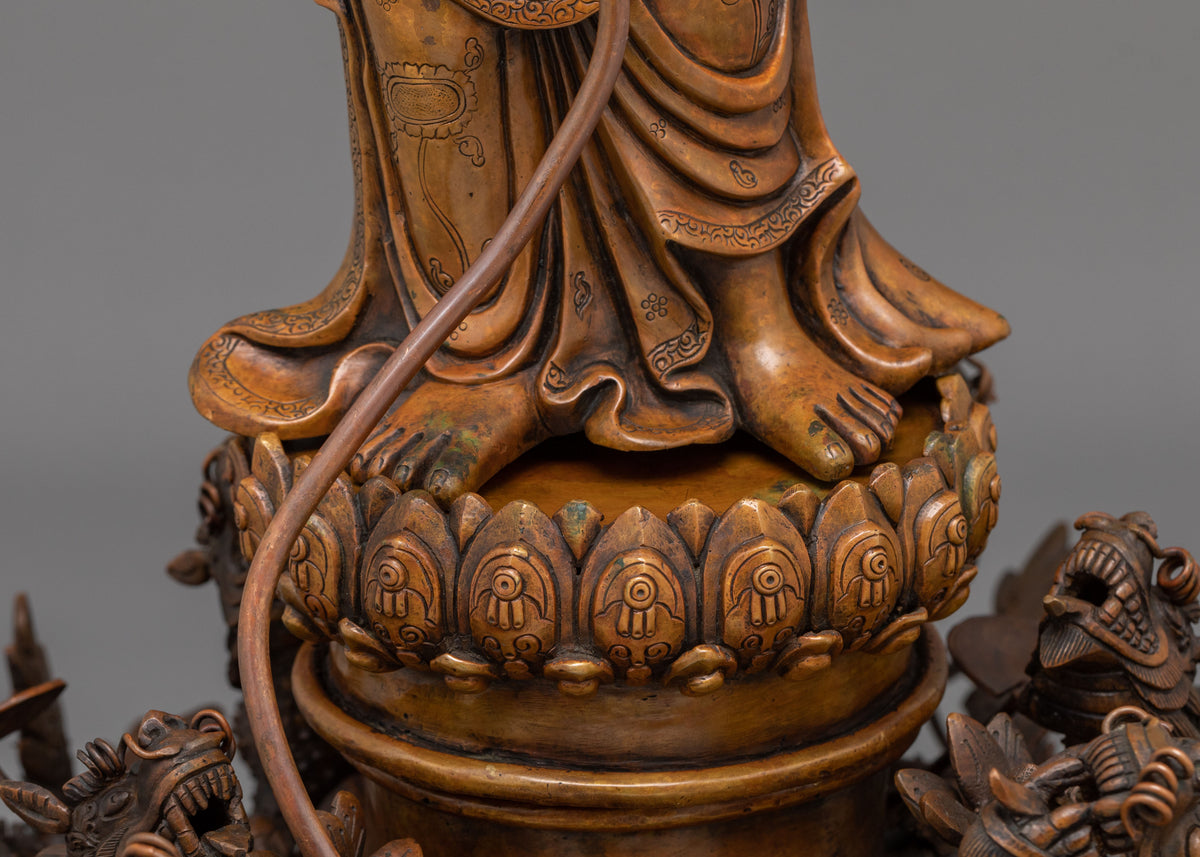 Chinese Standing Buddha Spiritual Statue | Handmade Traditional Sacred Sculpture