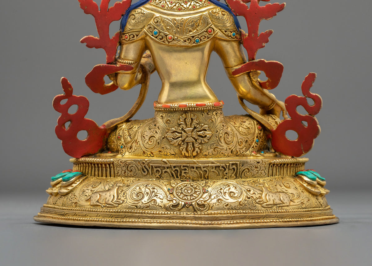 Green Tara Handmade Statue with 24K Fire Gold Gliding